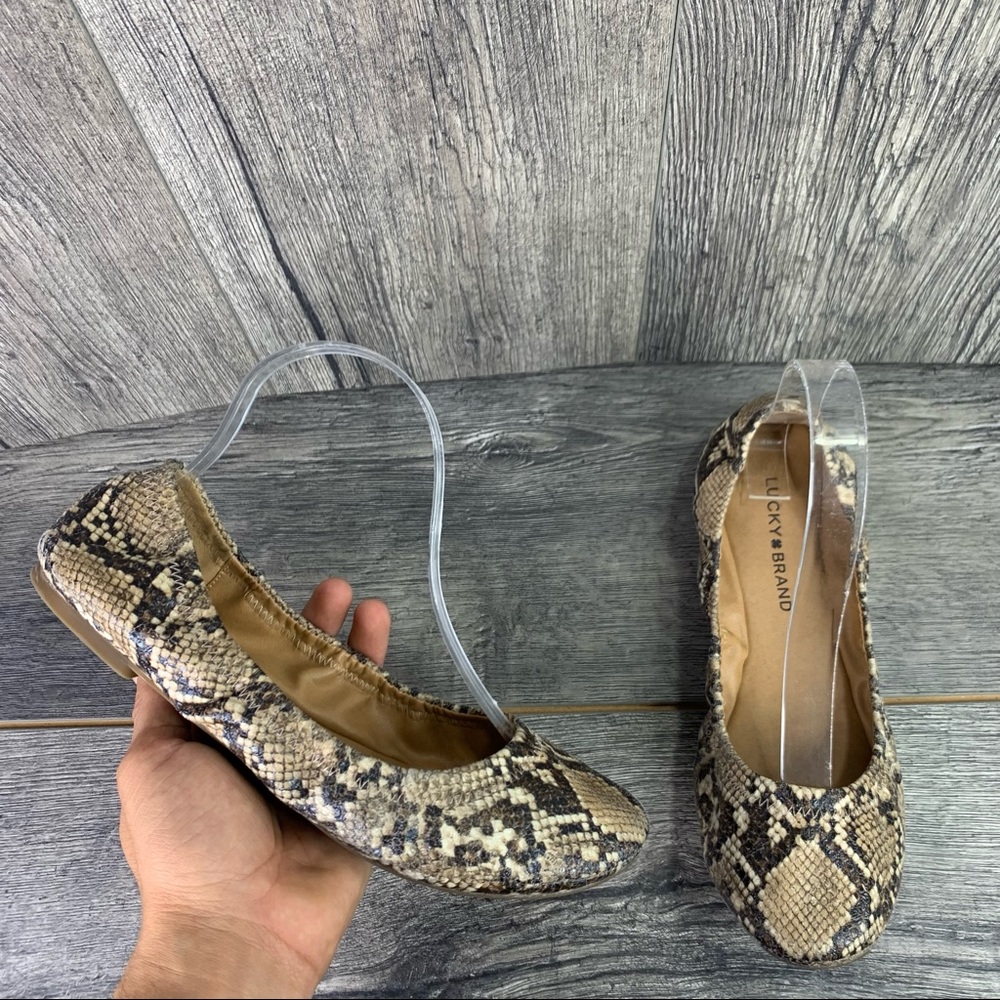 Lucky Brand Women’s Erin Snake Skin Ballet Flat Slip Ons Size 9M
